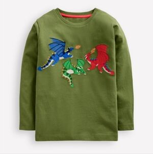 Mini Boden Green Shirt with Dragon Embroidery